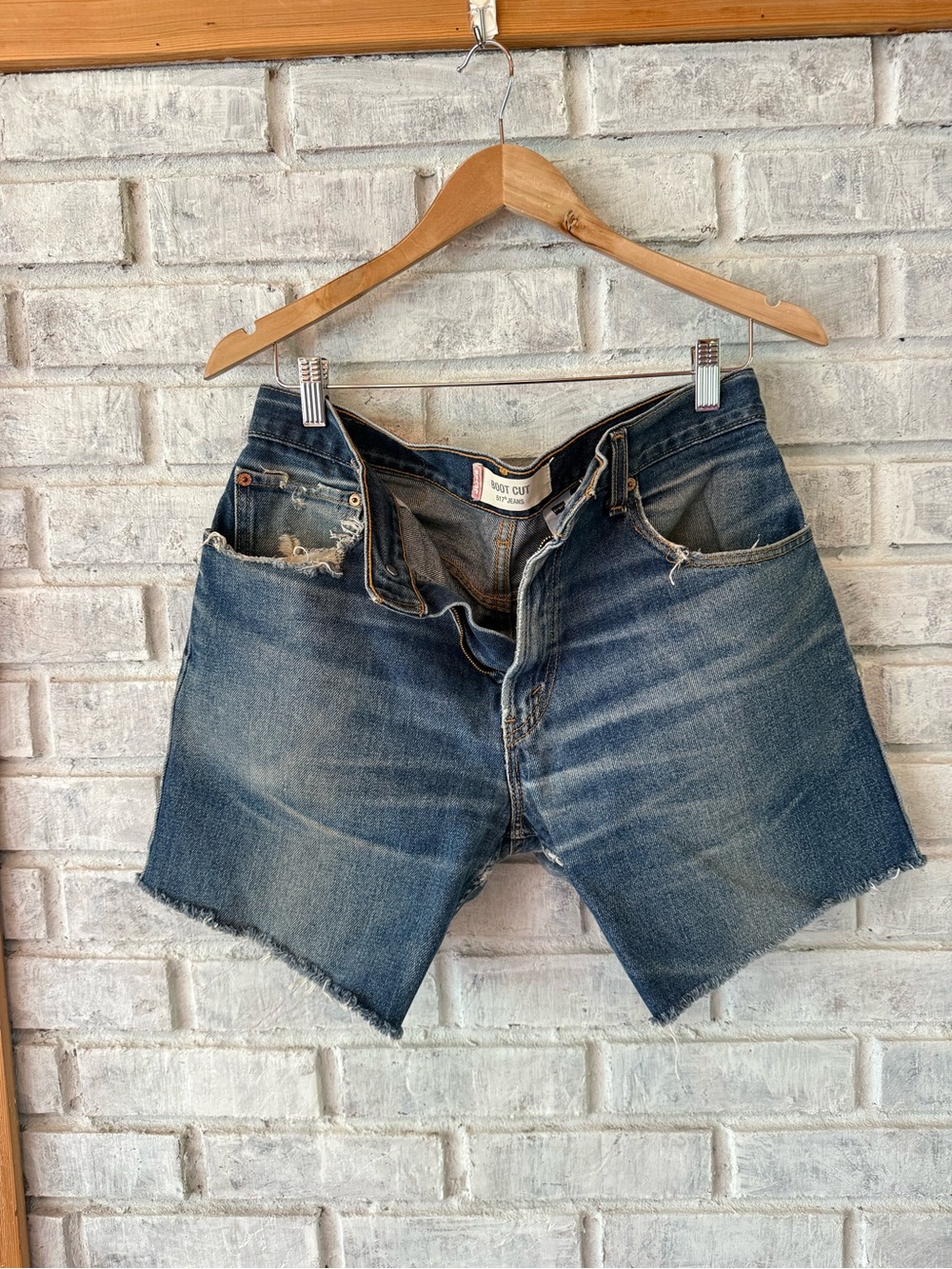 Levi's Distressed Blue Cutoff Denim Shorts